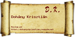 Dohány Krisztián névjegykártya